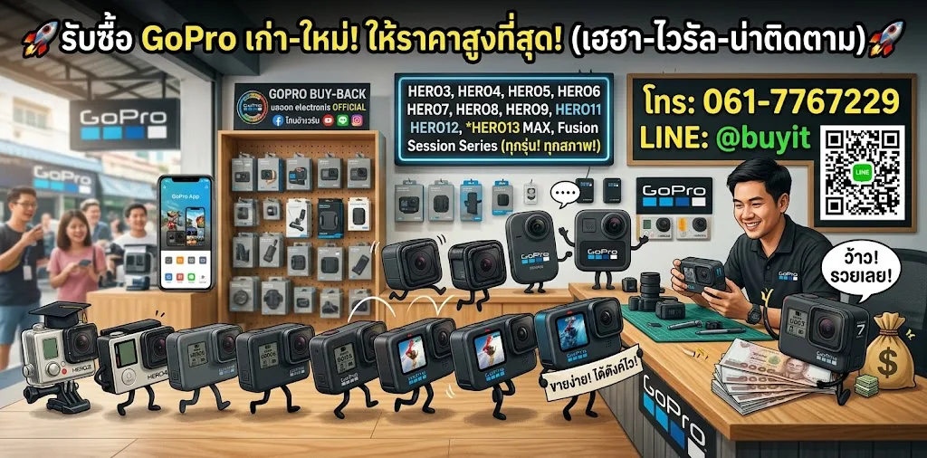 รับซื้อกล้อง GoPro จะเก่าจะใหม่ เสียเปิดไม่ติดก็รับซื้อ โทร 061-7767229 Line @buyit